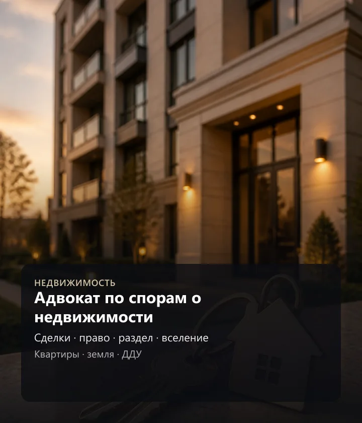 Адвокат по спорам о недвижимости — Сделки, право, раздел, вселение, Квартиры, земля, ДДУ