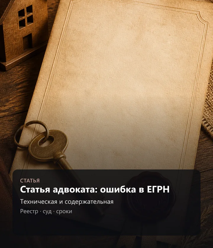 Статья адвоката: ошибка в ЕГРН — Техническая и содержательная, Реестр, суд, сроки