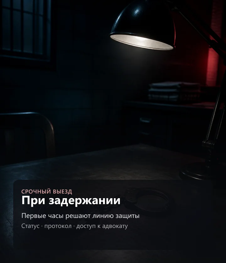 При задержании — Первые часы решают линию защиты, Статус · протокол · доступ к адвокату