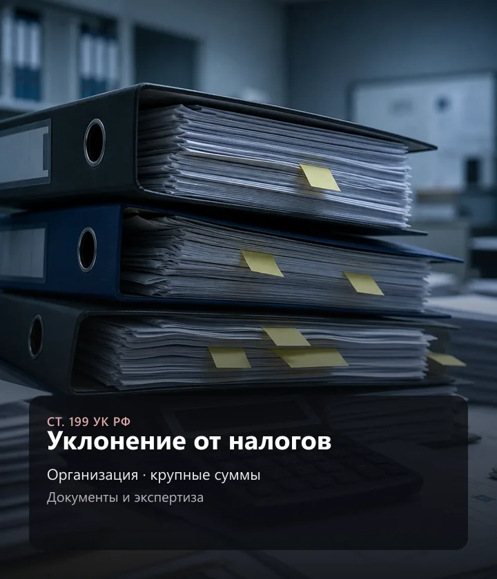 Уклонение от налогов — Организация · крупные суммы, Документы и экспертиза