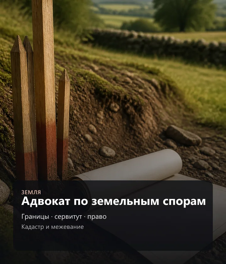 Адвокат по земельным спорам — Границы, сервитут, право, Кадастр и межевание